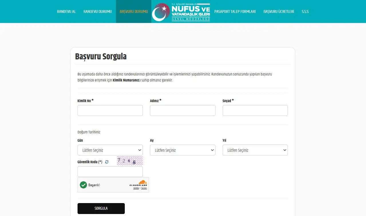 Pasaport Başvuru Sorgulama